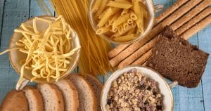 pasta and bread with gluten